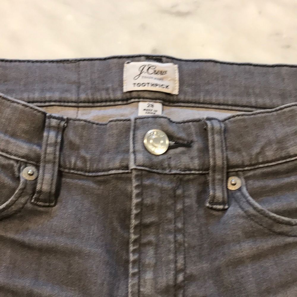 J. Crew tooth pick jeans- grey- size 28